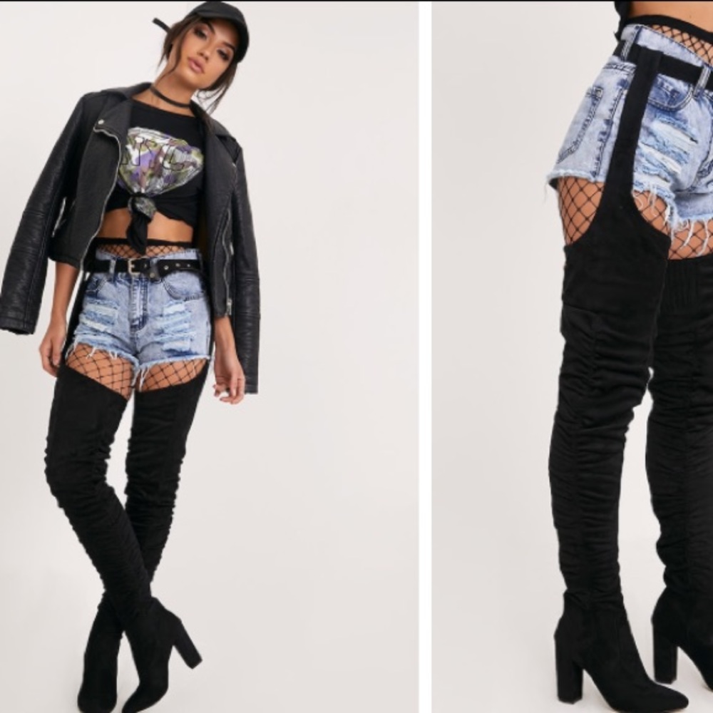 Pretty Little Thing Belted Black Boot